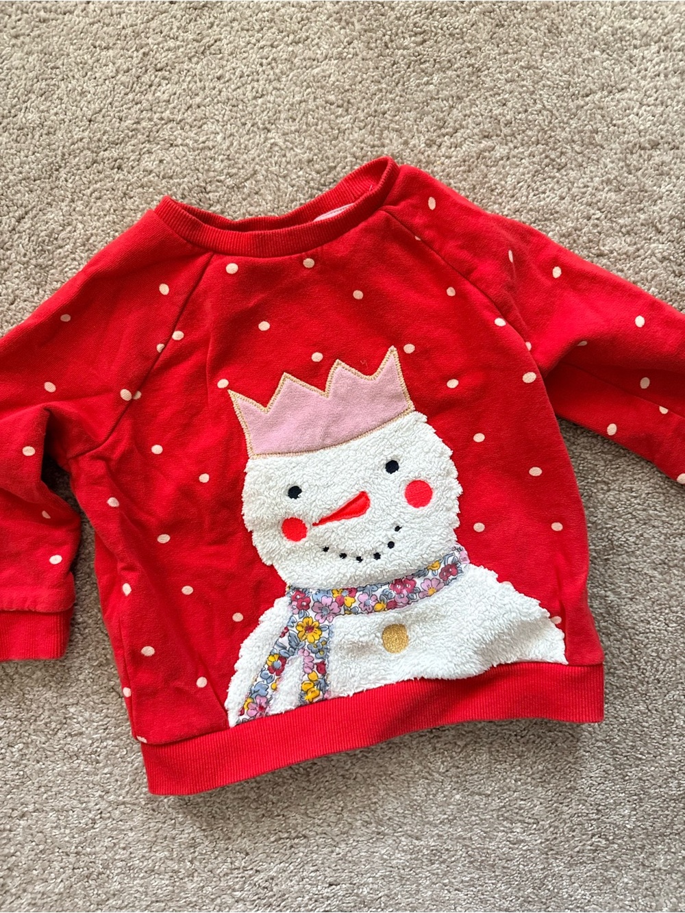Baby Boden Red Snowman Pullover Sweatshirt